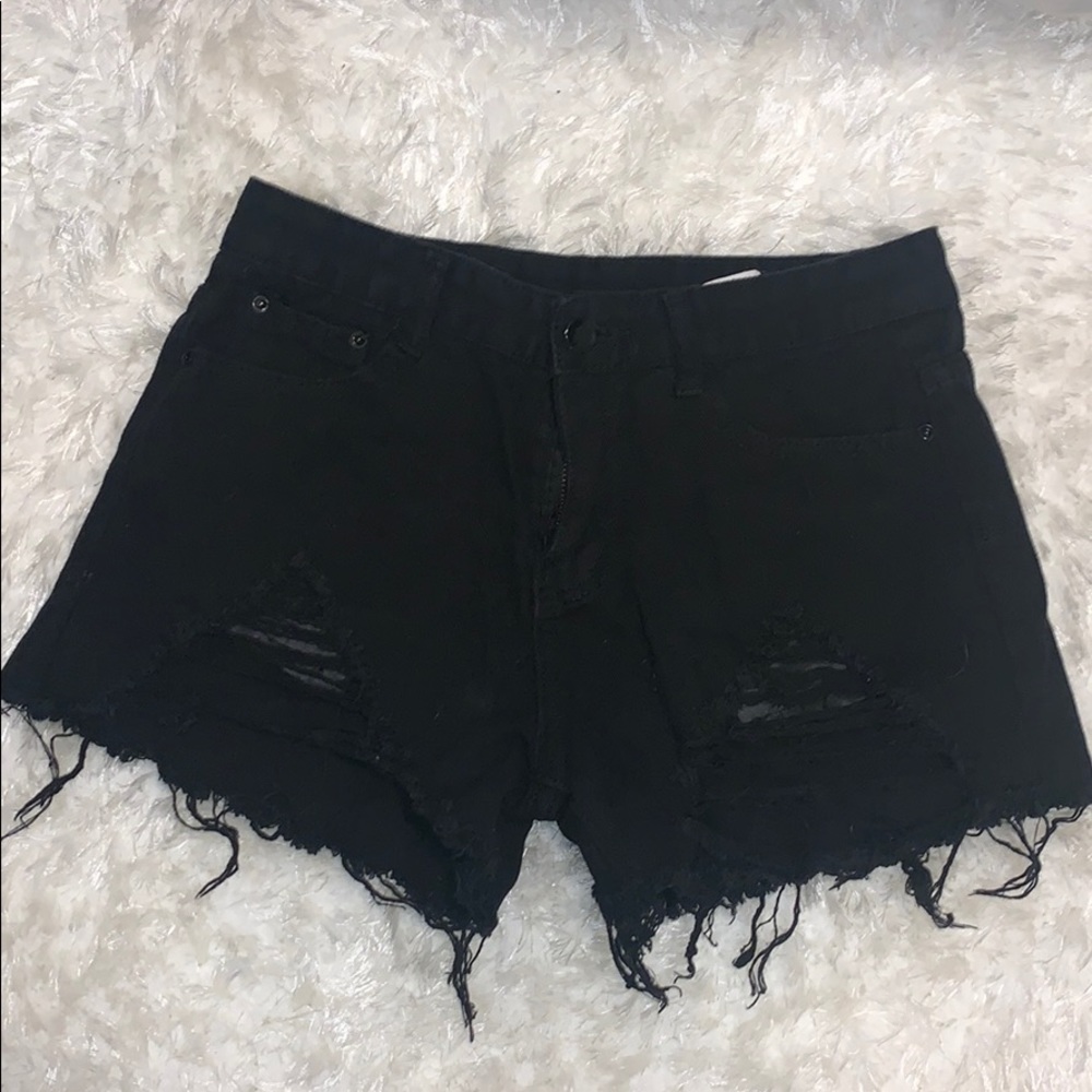Black ripped jean shorts